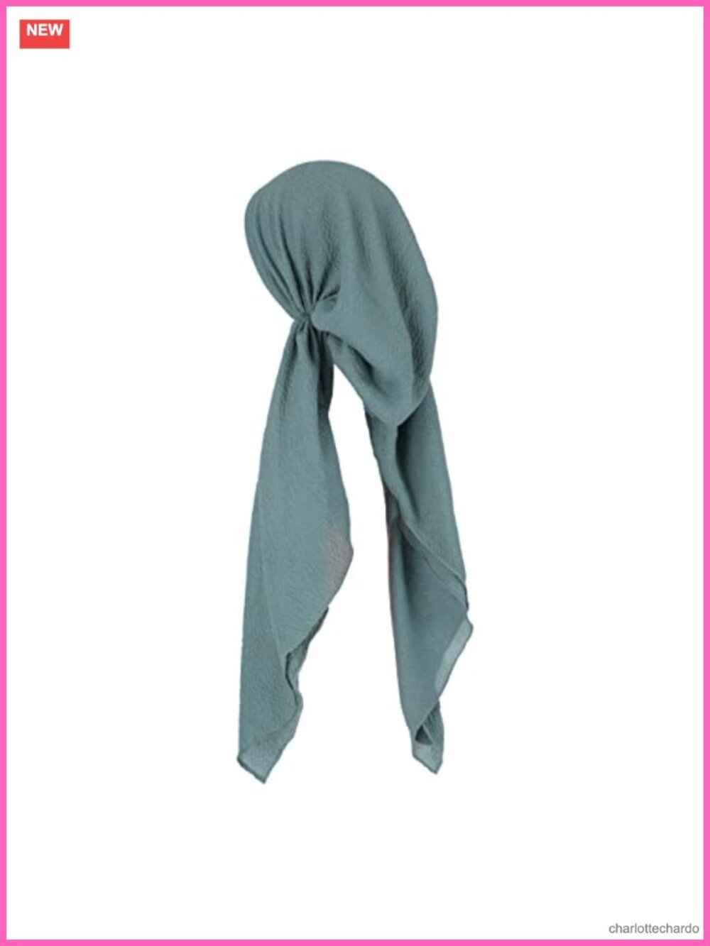 Pretied Head Scarf Lightweight Cotton Polyester Crimped Full Coverage